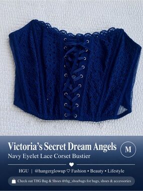 Victoria’s Secret Dream Angels Navy Eyelet Lace Corset Bustier NWT Medium